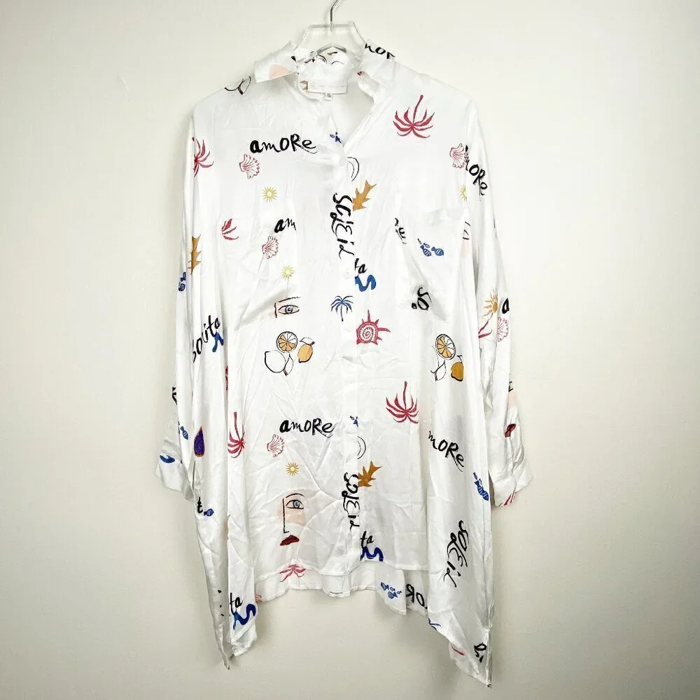 COREY LYNN CALTER | Long-Sleeve Printed Mini Shirt Dress from Anthropologie NWT - Picture 5 of 12